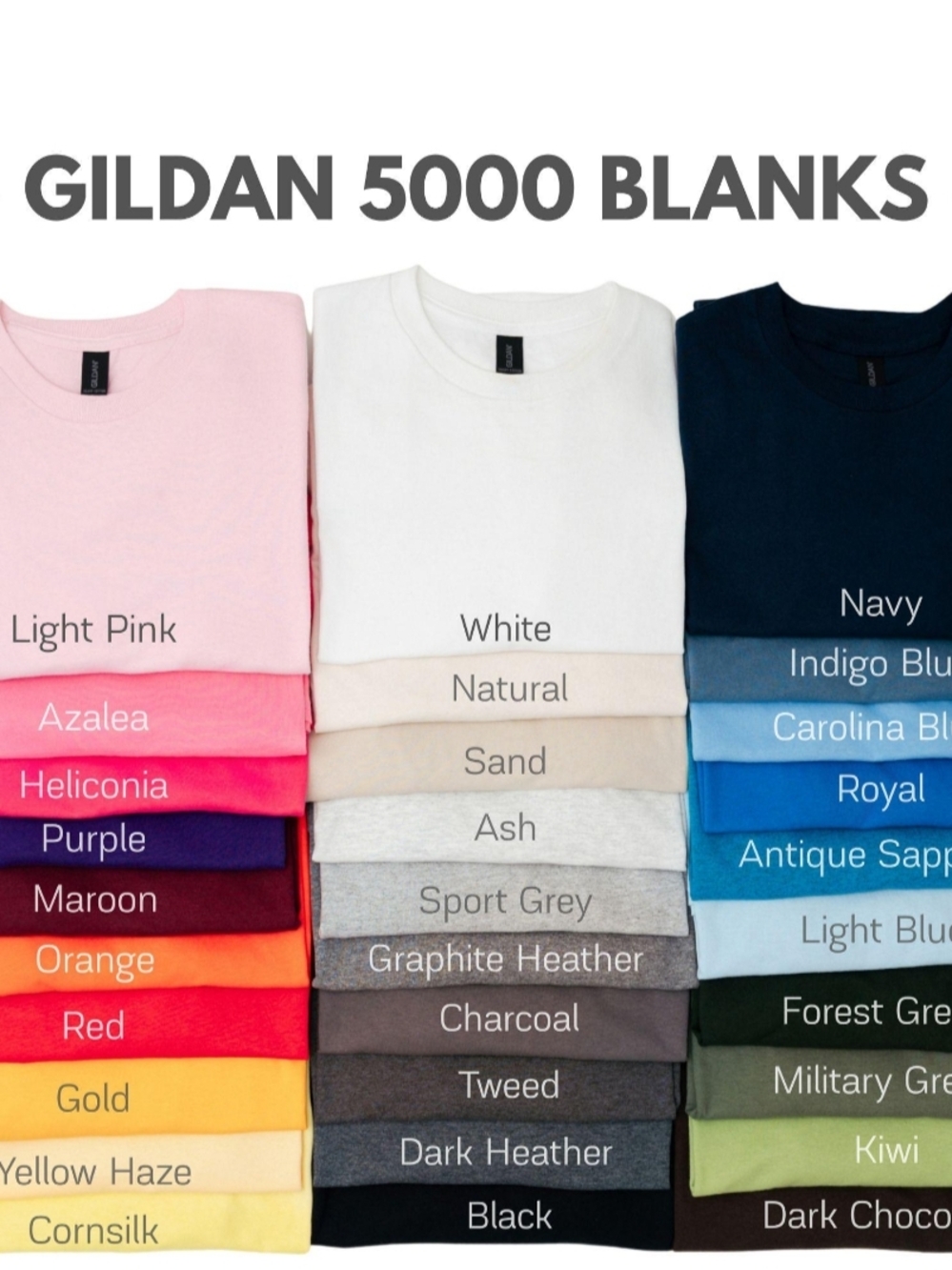 Gildan Assorted Crewneck Tees in Pink, White & Navy